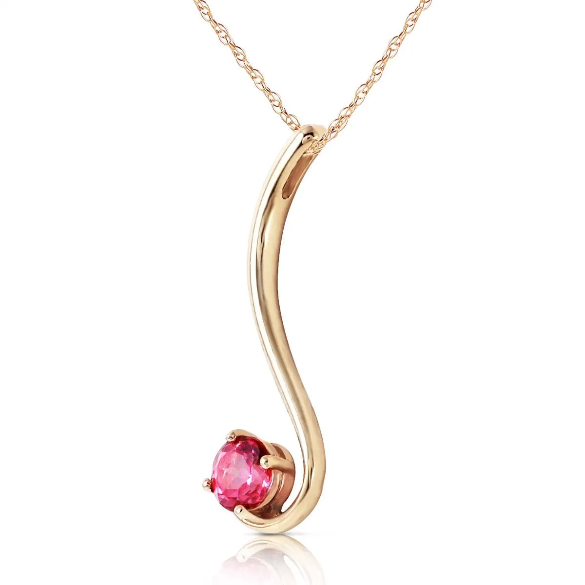 0.55 Carat 14K Solid Yellow Gold Pink Anemones Pink Topaz Necklace