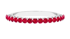 1 CT Round Shape Lab Grown Ruby and Diamond Semi Eternity Ring