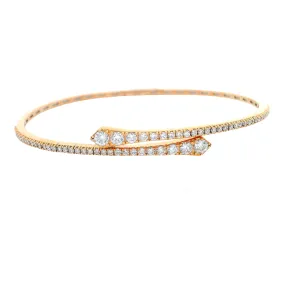 1.00ct 18k Rose Gold Diamond Cuff Bangle