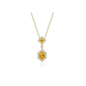 1.02 CTW Citrine Oval Halo STUDS Necklace