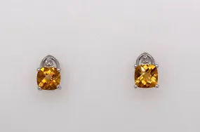 10K Citrine & Diamond Earrings