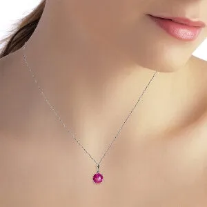 1.15 Carat 14K Solid White Gold Question Yourself Pink Topaz Necklace