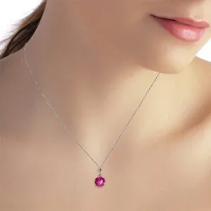 1.15 Carat 14K Solid White Gold Question Yourself Pink Topaz Necklace