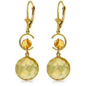 11.6 Carat 14K Solid Yellow Gold Naturalshville Citrine Earrings