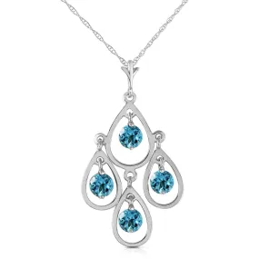 1.2 Carat 14K Solid White Gold Call The Tune Blue Topaz Necklace