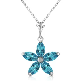 1.4 Carat 14K Solid White Gold Happy Days Blue Topaz Necklace