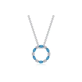 1.45 CTW Blue Topaz Open Circle Necklace