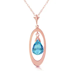 14K Solid Rose Gold Briolette Blue Topaz Necklace Certified Genuine New