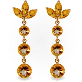 14K Solid Rose Gold Dangling Earrings w/ Natural Citrines