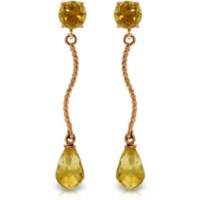 14K Solid Rose Gold Danglings Earrings w/ Natural Citrines