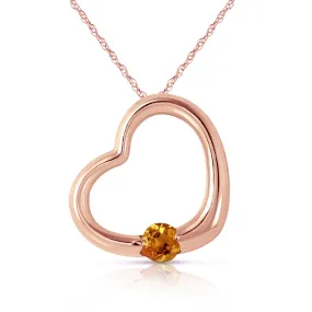 14K Solid Rose Gold Heart Necklace w/ Natural Citrine