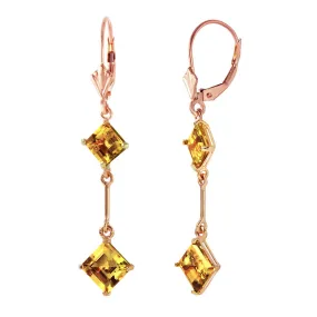 14K Solid Rose Gold Leverback Earrings Citrine Jewelry