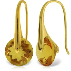 14K Solid Yellow Gold Fish Hook Earrings w/ Citrines