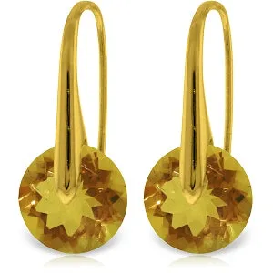 14K Solid Yellow Gold Fish Hook Earrings w/ Citrines