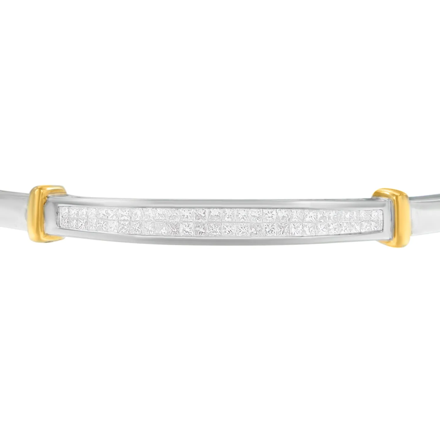 14K Two-Toned Gold Princess Cut Diamond Fashion Bangle