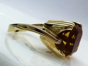 14K Yellow Gold Curved Fashion Ring with Citrine Center Stone