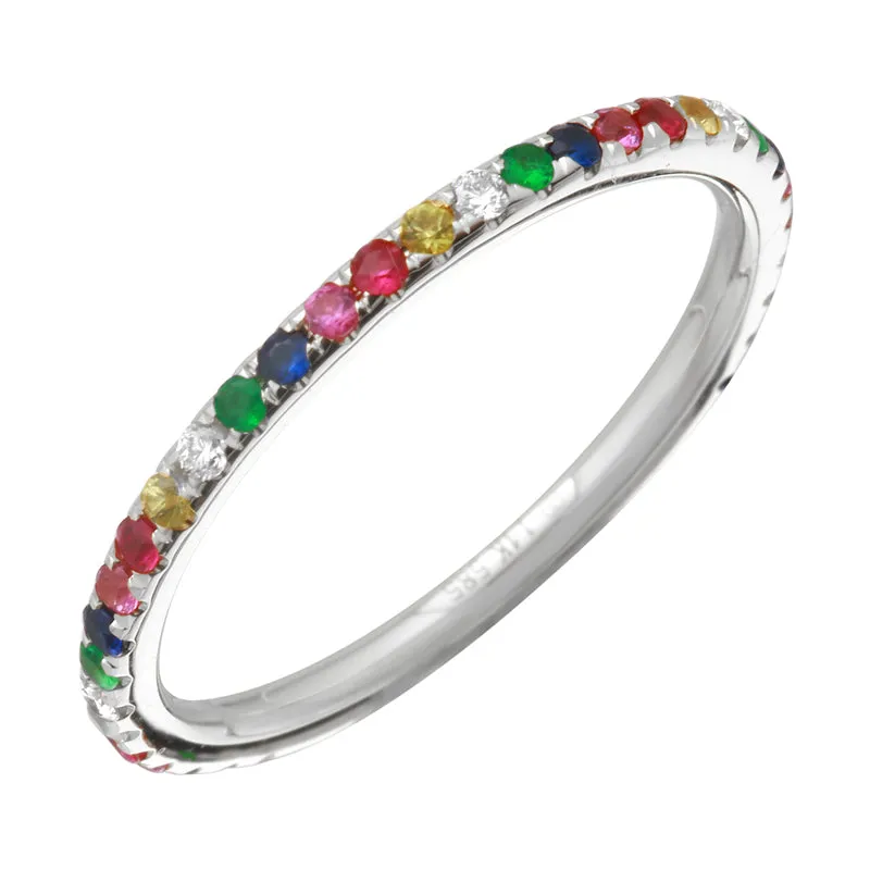 14K Yellow Gold Rainbow Multi-Sapphire Ring