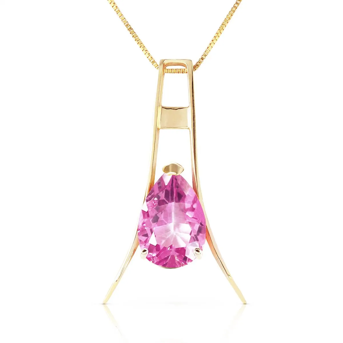 1.5 Carat 14K Solid Yellow Gold Pink Paradise Pink Topaz Necklace