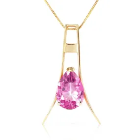 1.5 Carat 14K Solid Yellow Gold Pink Paradise Pink Topaz Necklace
