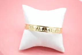 18K Gold Filled Elephant Bangle Bracelet (B12)