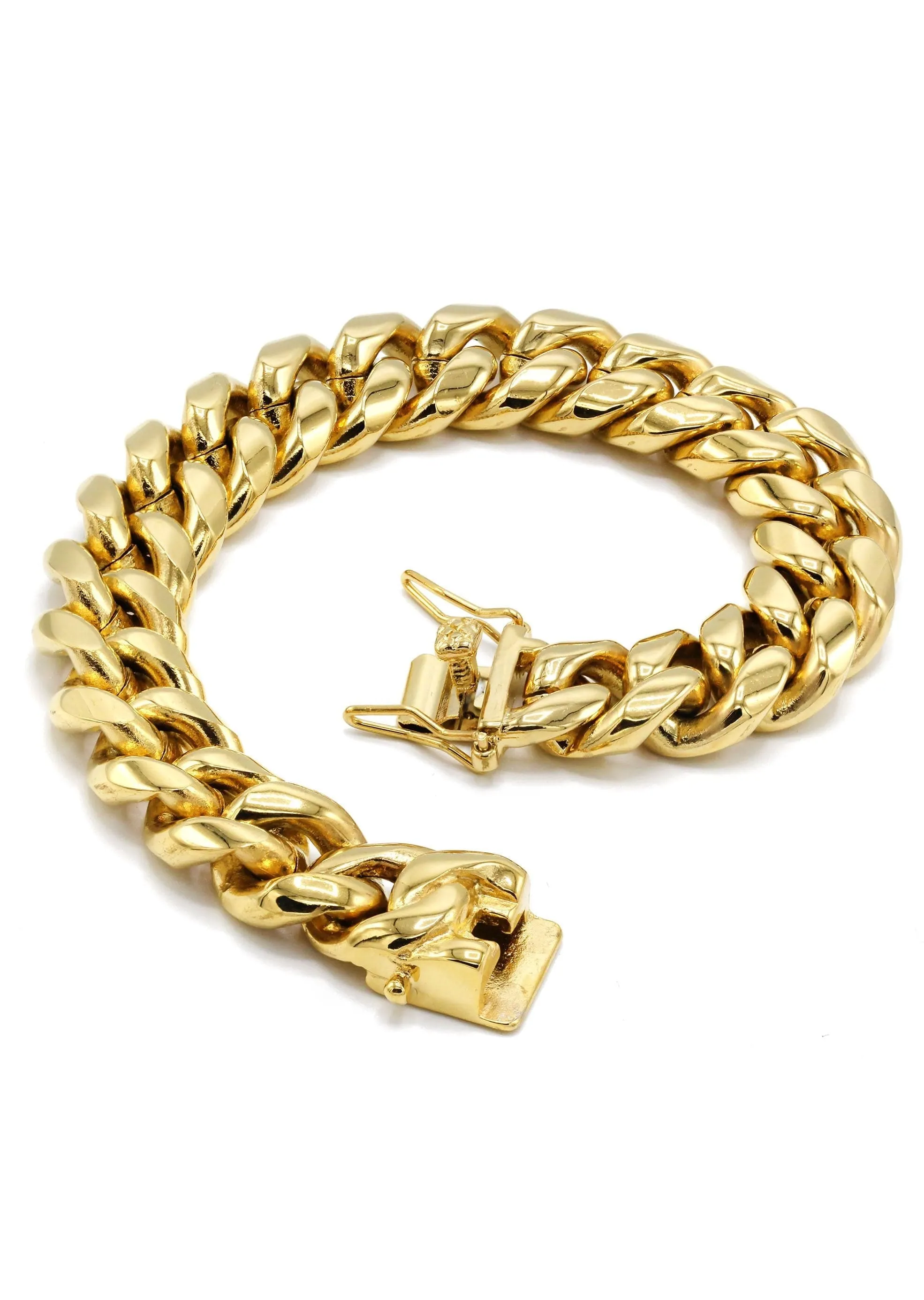 18K Gold Plated Cuban Link Bracelet For Men