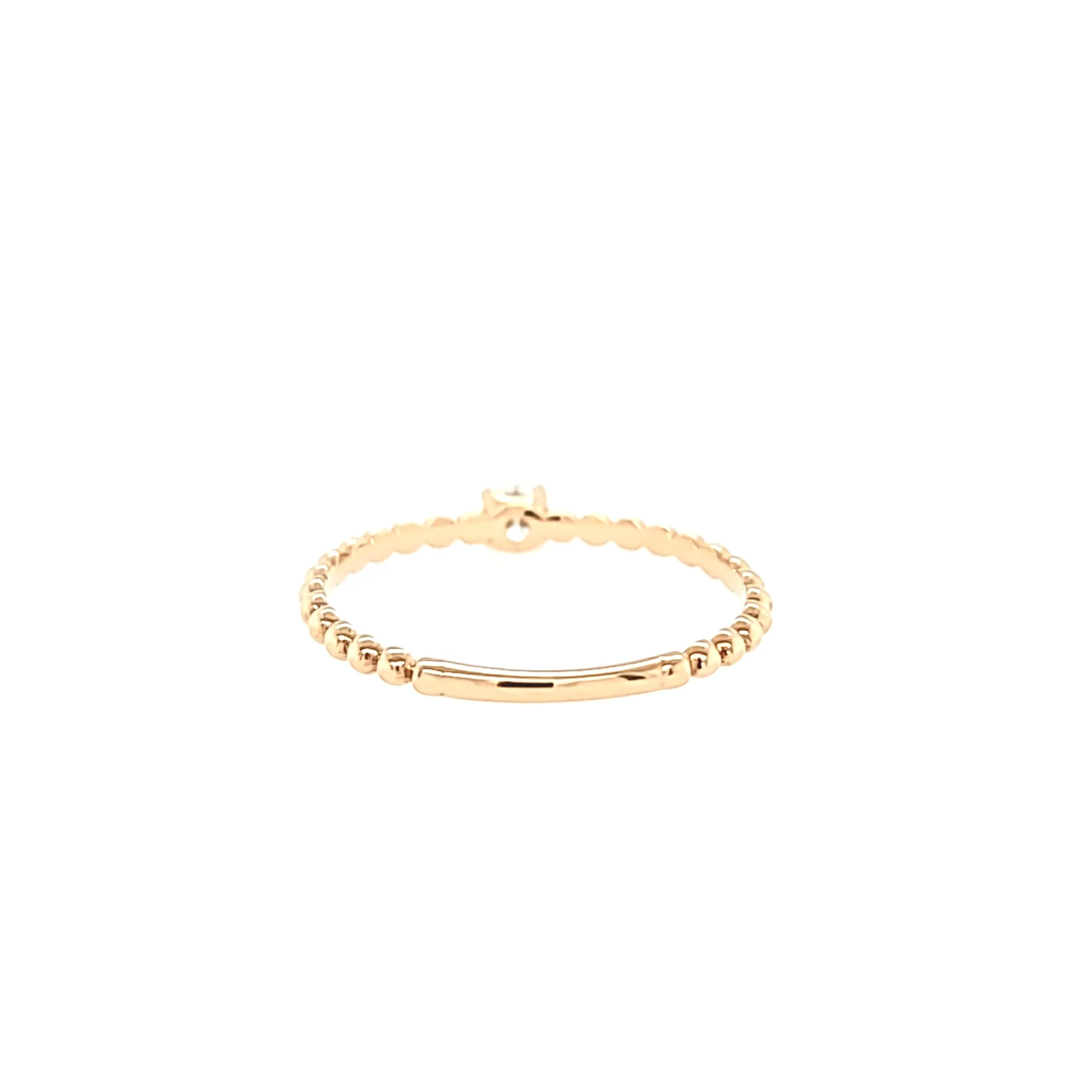 18k Rose Gold Beaded Diamond Stacker Ring (I2749)