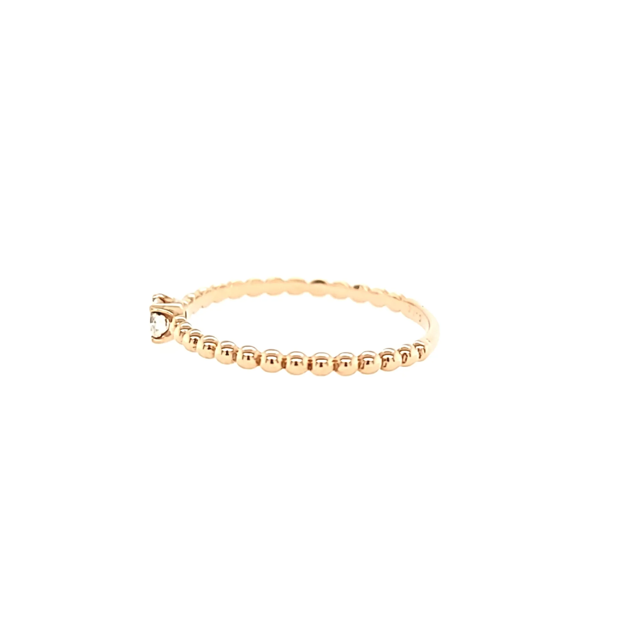 18k Rose Gold Beaded Diamond Stacker Ring (I2749)