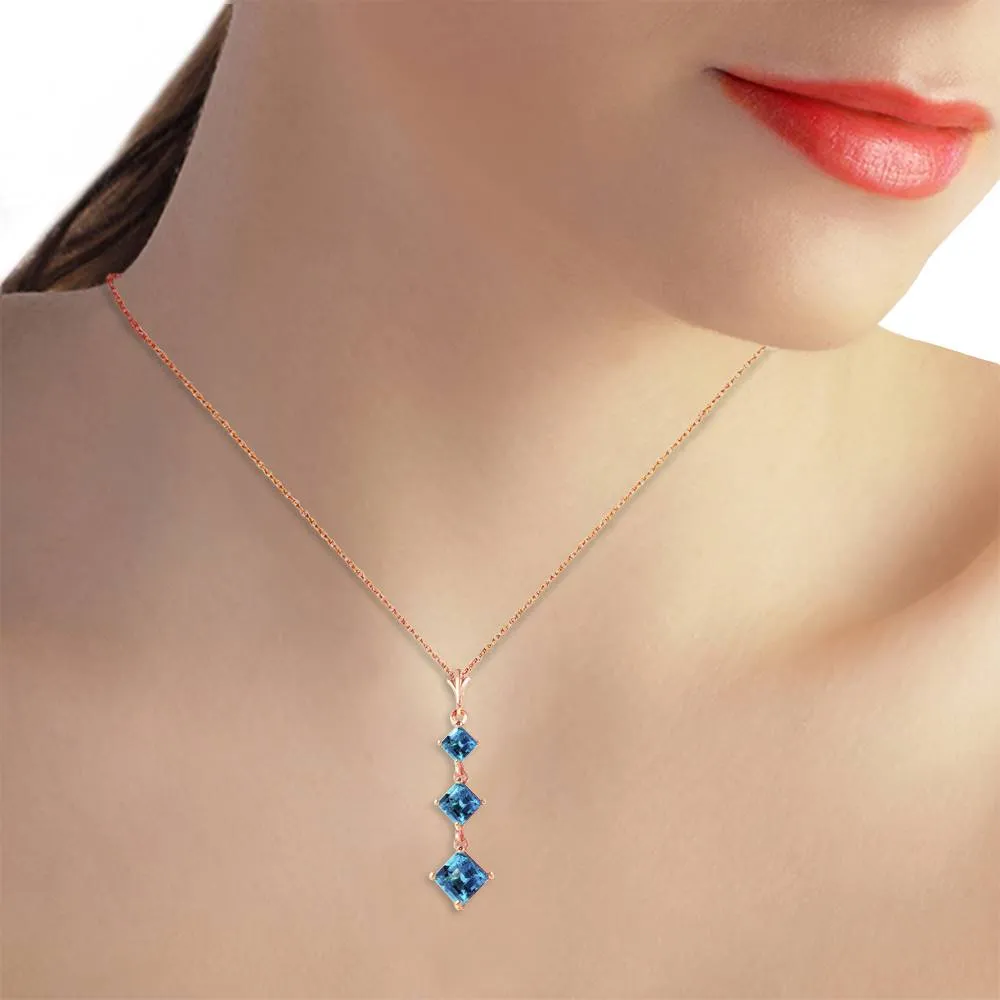 2.4 Carat 14K Solid Rose Gold Waterdrops Blue Topaz Necklace