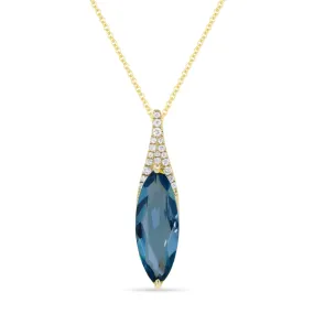 3.05ct London Blue Topaz 16"Pendant Necklace in 14K Yellow Gold
