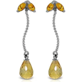 3.4 Carat 14K Solid White Gold Sandcastles Citrine Earrings