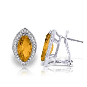 3.6 Carat 14K Solid White Gold Citrine Standard Citrine Diamond Earrings