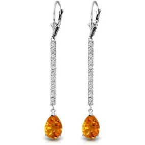 3.6 Carat 14K Solid White Gold Earrings Diamond Citrine