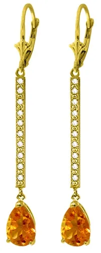 3.6 Carat 14K Solid White Gold Earrings Diamond Citrine