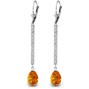 3.6 Carat 14K Solid White Gold Earrings Diamond Citrine
