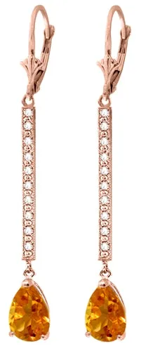 3.6 Carat 14K Solid White Gold Earrings Diamond Citrine
