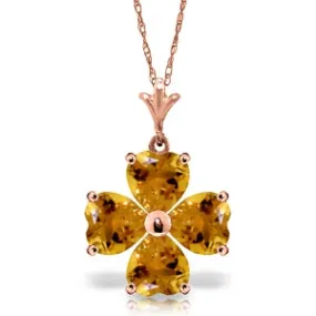 3.8 Carat 14K Solid Rose Gold Heart Cluster Citrine Necklace
