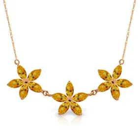 4.2 Carat 14K Solid Rose Gold Necklace Natural Citrine