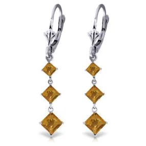 4.79 Carat 14K Solid White Gold Rebellious Citrine Earrings