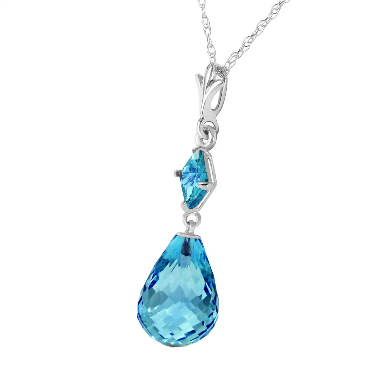 5.5 Carat 14K Solid White Gold Today We Laugh Blue Topaz Necklace