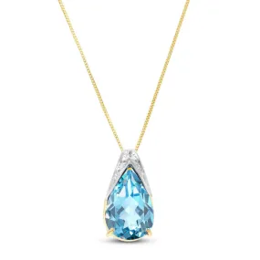 6 Carat 14K Solid Yellow Gold Lacuna Blue Topaz Necklace