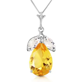 6.5 Carat 14K Solid White Gold Necklace Citrine White Topaz