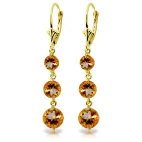 7.2 Carat 14K Solid Yellow Gold Rainfall Citrine Earrings