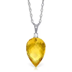 9.55 Carat 14K Solid White Gold Necklace Diamond Briolette Drop Citrine