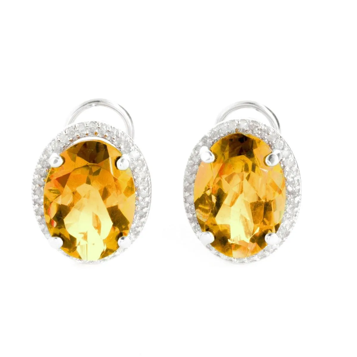 9.76 Carat 14K Solid White Gold Dancefloor Citrine Diamond Earrings