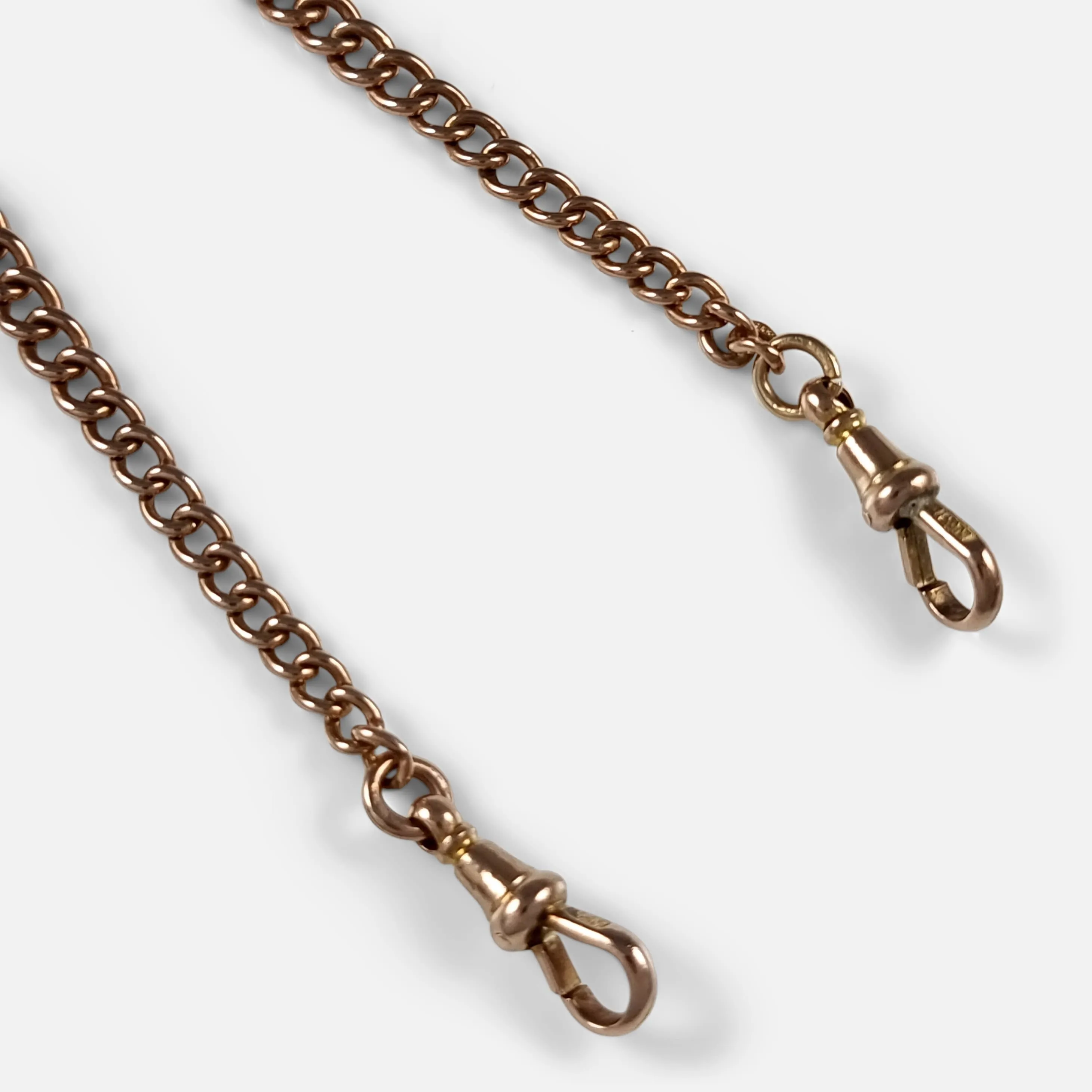 9ct Rose Gold Double Albert Watch Chain, 34.2 Grams