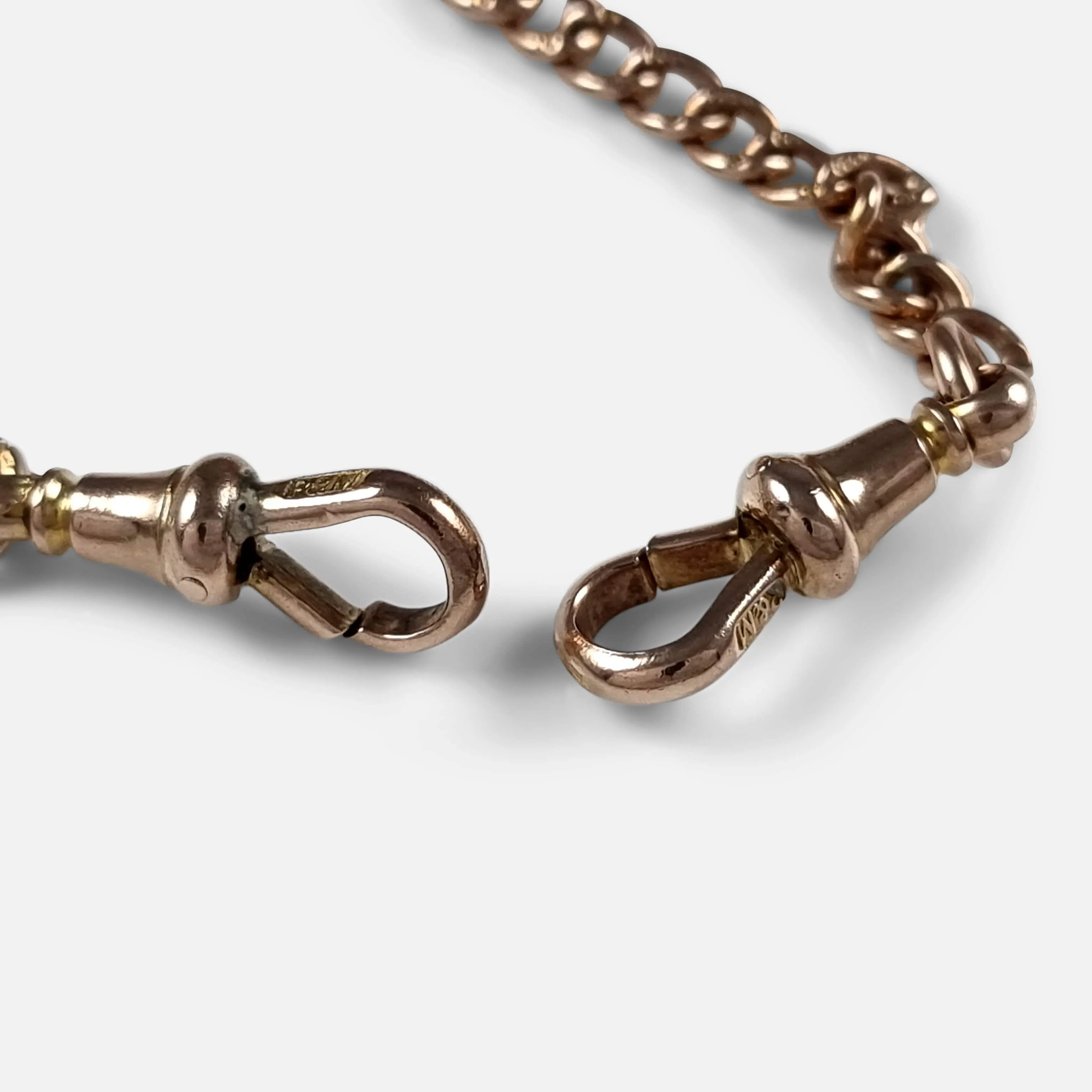 9ct Rose Gold Double Albert Watch Chain, 34.2 Grams