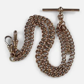 9ct Rose Gold Double Albert Watch Chain, 34.2 Grams