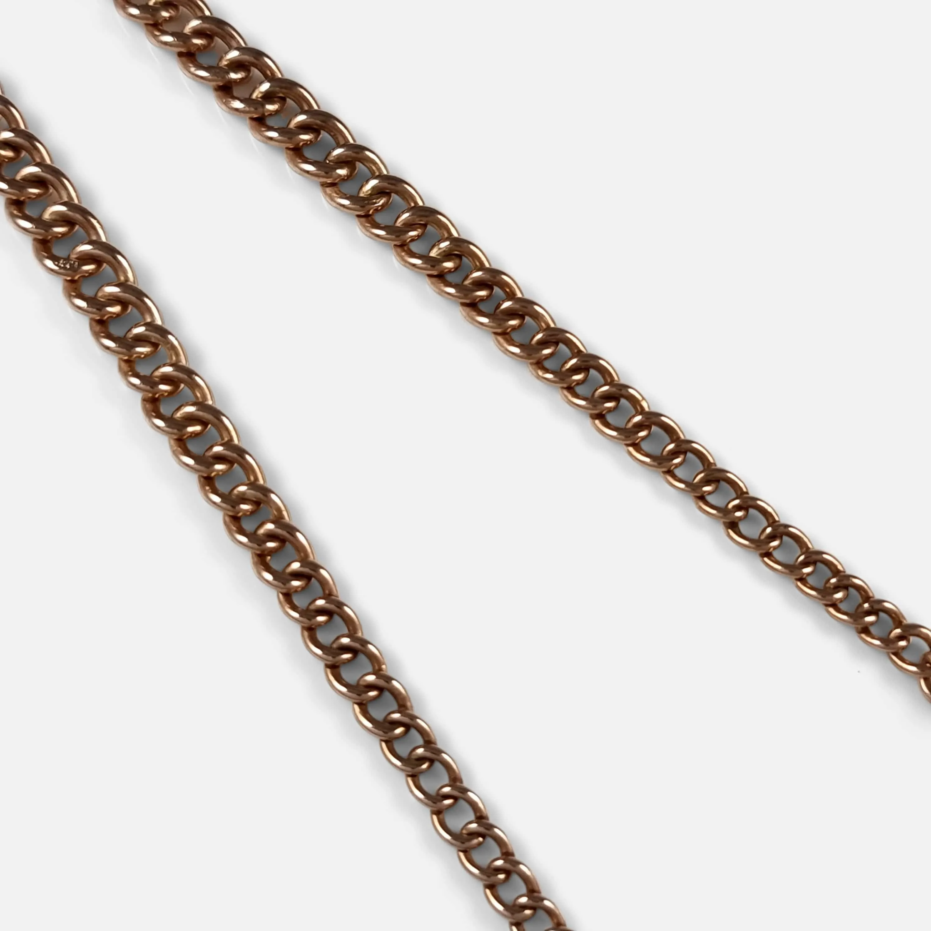 9ct Rose Gold Double Albert Watch Chain, 34.2 Grams