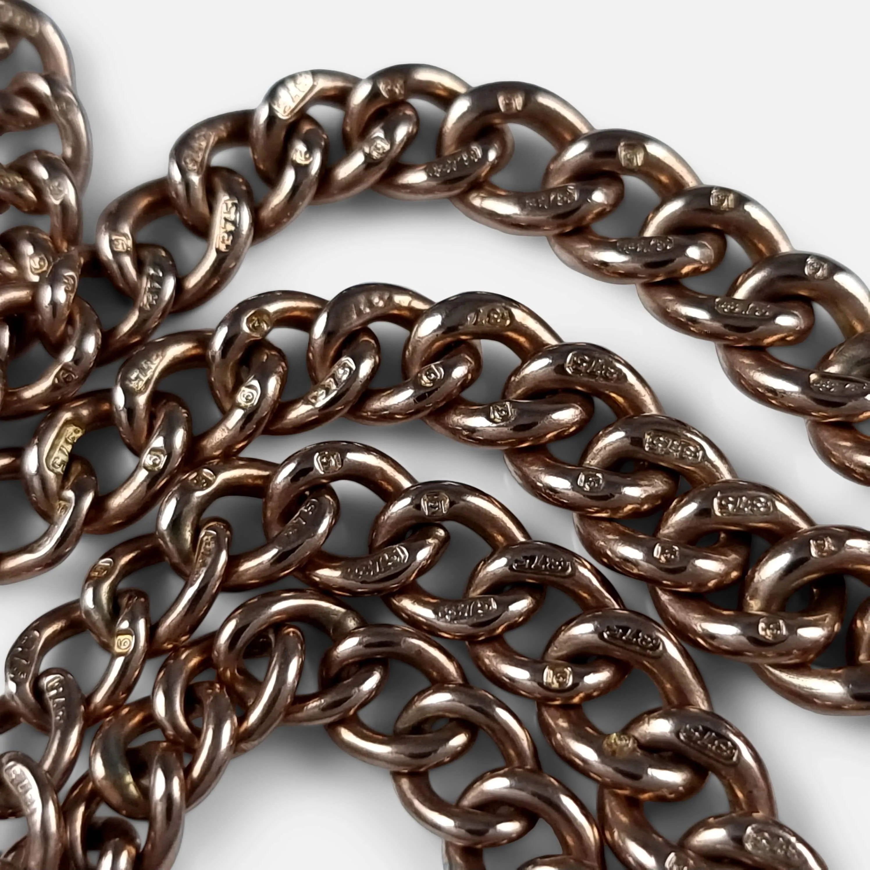 9ct Rose Gold Double Albert Watch Chain, 34.2 Grams