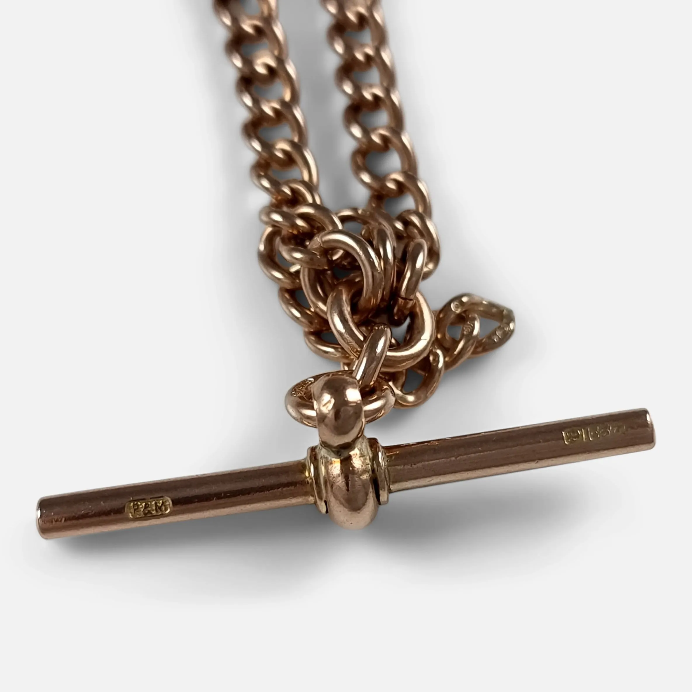 9ct Rose Gold Double Albert Watch Chain, 34.2 Grams